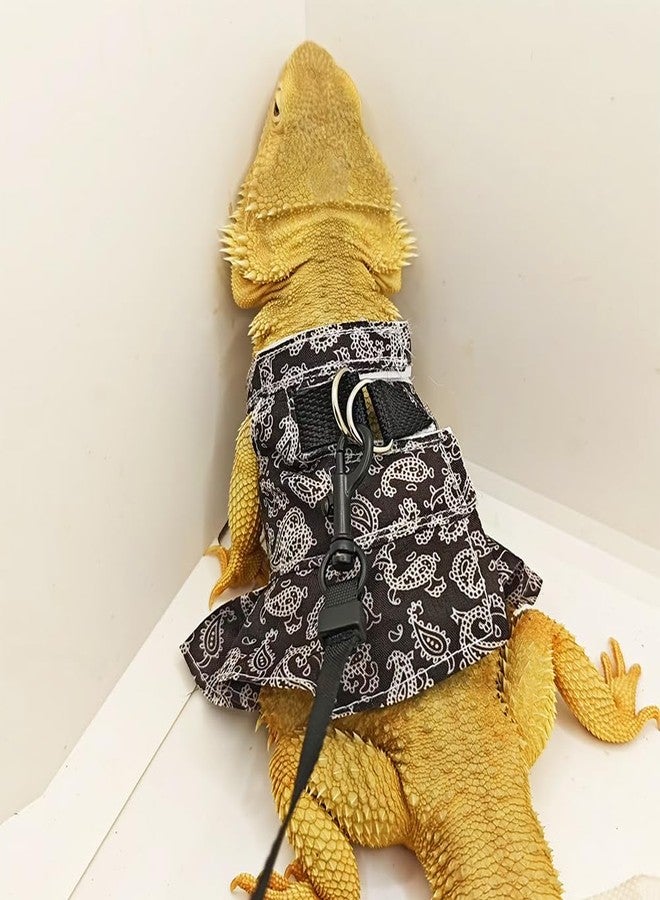 FORZENA Beard Dragon Skirt Harness Leash Set Adjustable Vest Traction Rope Strap Cute Flora Clothes for Small Animal Repitle Lizard Gecko Iguana Chameleon (Blue,M) - Image 5